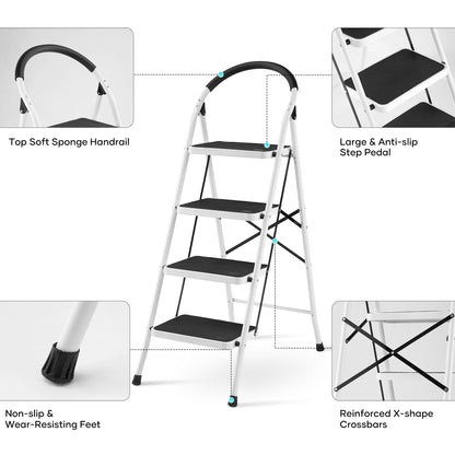 MaxKare 4 Step Stool, Folding Ladder, Lightweight