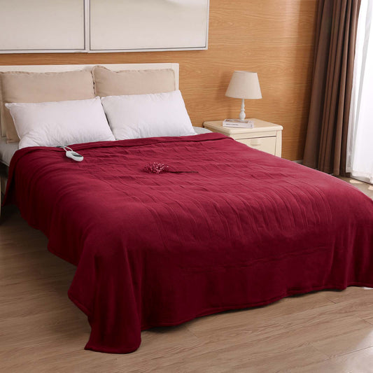 MaxKare Electric Heated Blanket Full Size 72'' x 84'' with 6 Heating Levels 10H Timers, ETL certification Machine Washable- Red