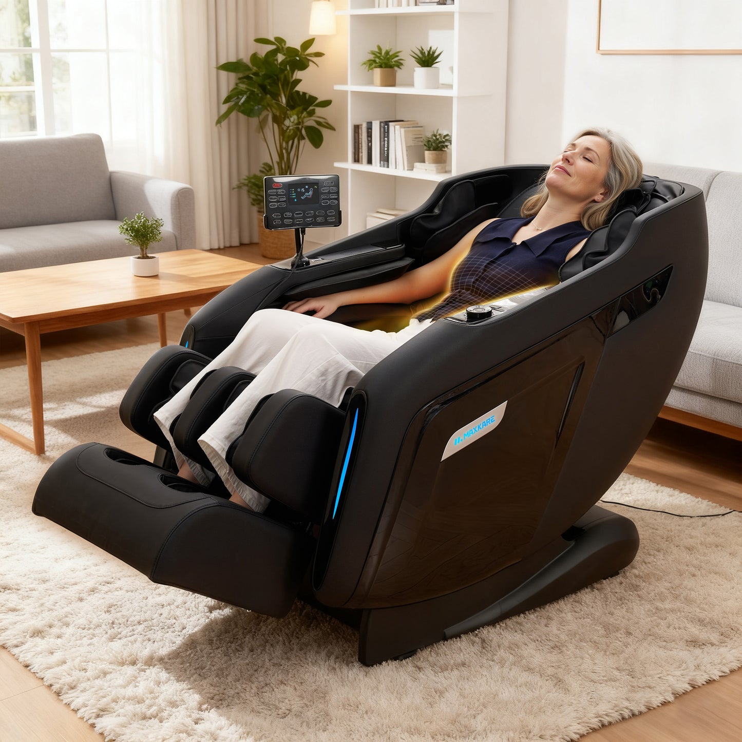 MaxKare Massage Chair Full Body, Zero Gravity, SL-Track Shiatsu Massage with Heat, Voice Control, Bluetooth, Foot Roller, Black