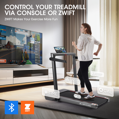 Maxkare 3.0HP & 9MPH Walking Pad Treadmill, 2 in 1 Foldable Treadmill with Touch Screen & Remote Control Bluetooth Connectivity, 286LBS