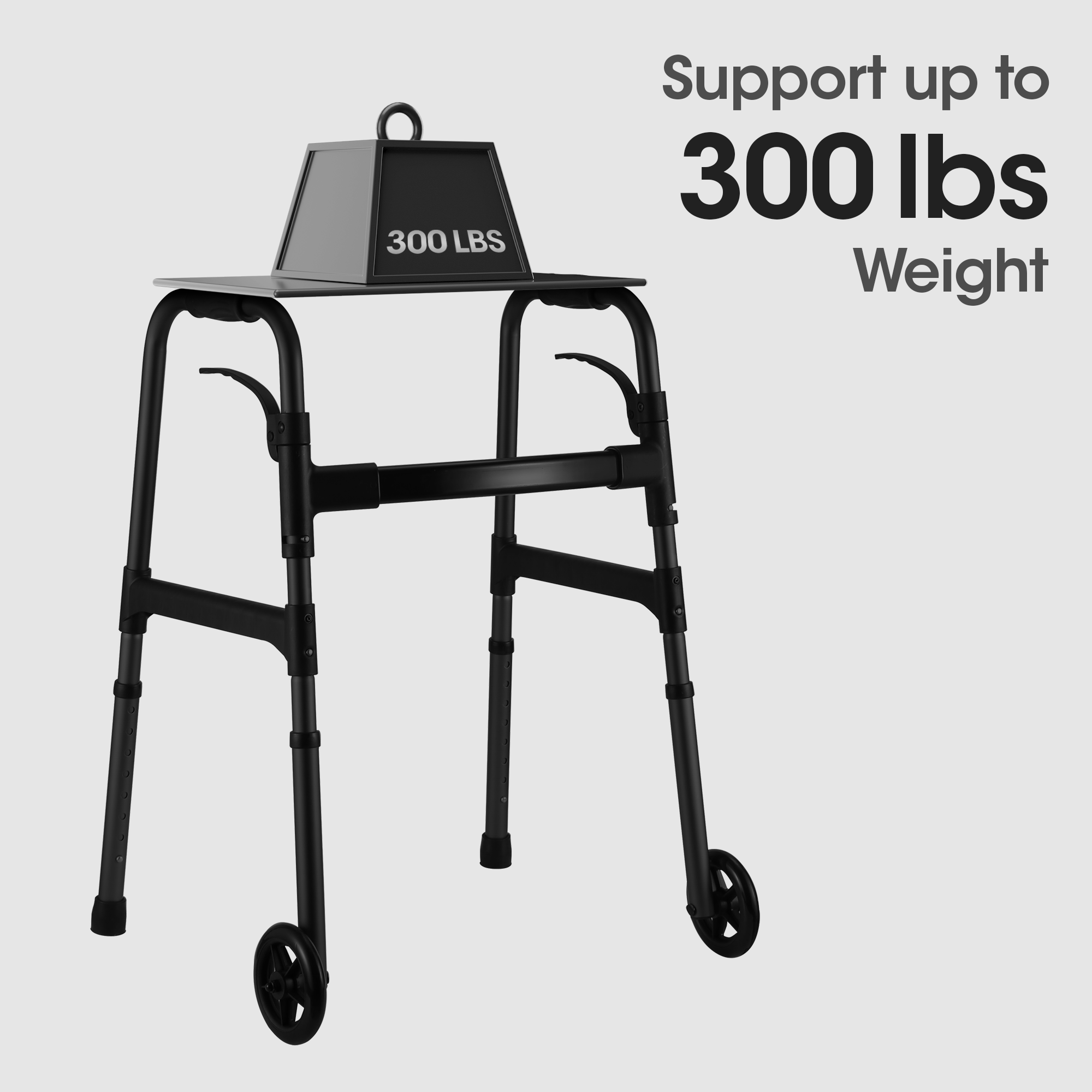Load image into Gallery viewer, Folding Walker for Senior, Dual Wheels, 30.5&quot;-37.5&quot; Adjustable Heigh, 300lbs Weight Capacity, Lightweight, Black
