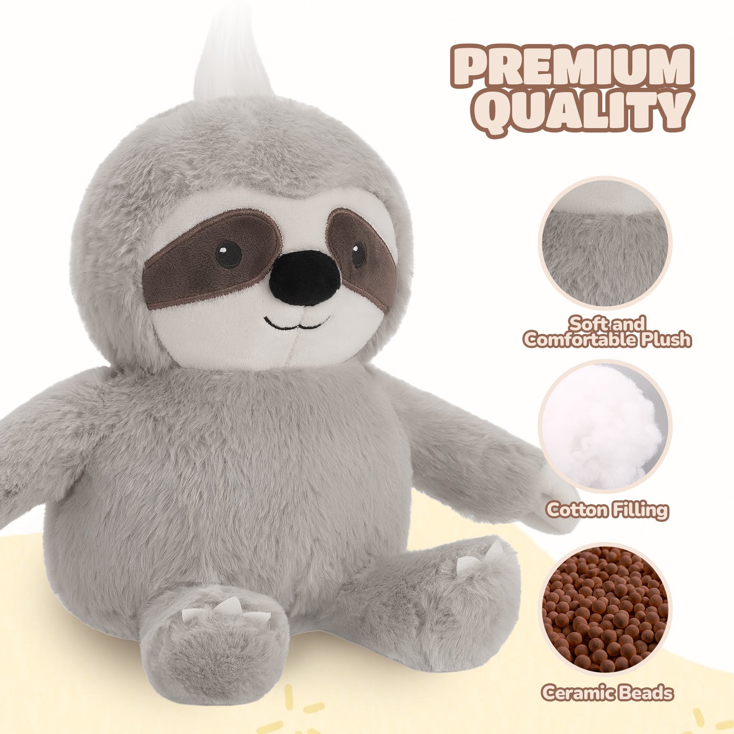 MaxKare Microwavable Heating Pad Heatable Stuffed Animal for Anxiety and Ache Relief, Bedtime, Cuddle & Companion, Adorable Gift for Kids & Adults, 9.4"x13", Sloth