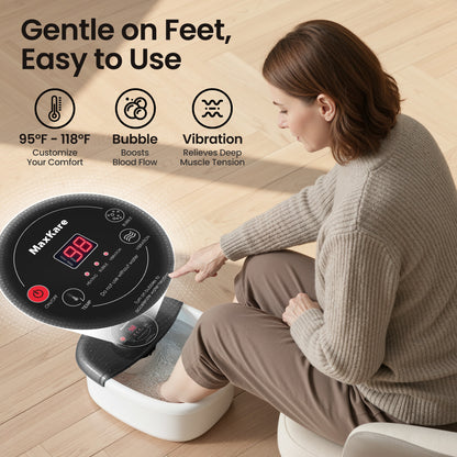 MaxKare Foot Spa Bath Massager with Heat, Bubbles, and Vibration for Soothe and Comfort Feet, Black