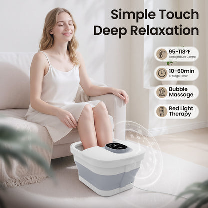 MaxKare Collapsible Foot Spa with Massager and Heat, Foot Spa Massager with Bubble Heat, Gray