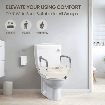MaxKare Raised Toilet Seat with 2-Level Adjustable Height Handles