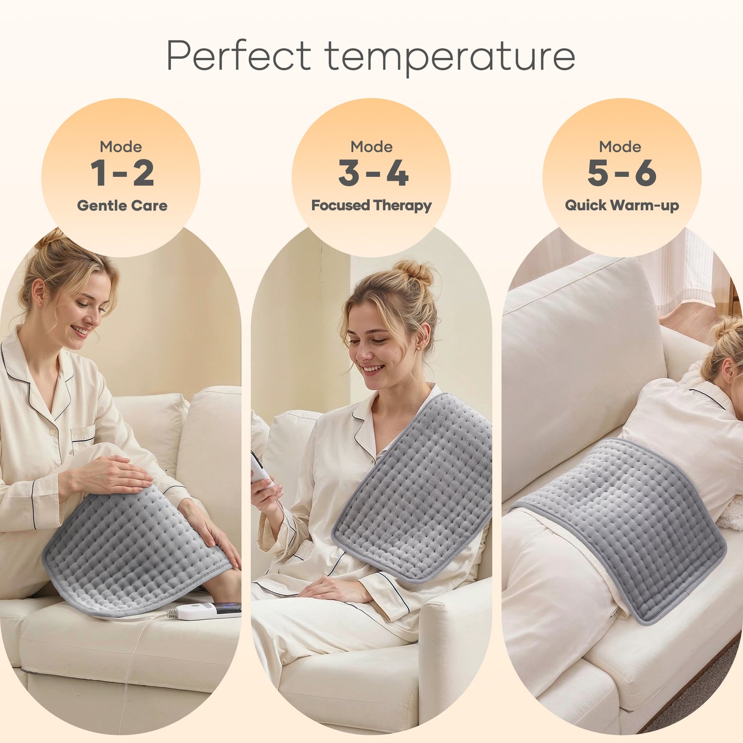 Maxkare 12 x 24 Heating Pad with 4 Heat Settings & Auto Shut-off, for Back Neck Shoulders Stress & Cramps Relief, Gray