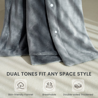 MaxKare Heated Throw Blanket 50" x72", 6 Heat Levels, 4H Auto-off, 3 Button Adjust Fix, OEKO TEX Certified, Dual Soft Flannel, Light & Dark Gray