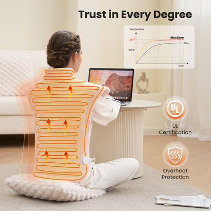 MaxKare Ultra Soft Heating Pad with 4 Heat Settings & Auto Shut-off for Full Body Stress Relief, 24"x33" - Pink