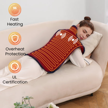 Maxkare Large Heating Pad with 4 Heat Settings & Auto Shut-off, for Full Body Stress Relief, 24"x33"- Navy Blue