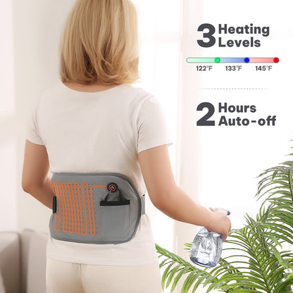 MaxKare Portable Heating Pad with Power Bank & Gel Pack, Adjustable Strap, for Hot and Cold Use 8"×15"-Gray