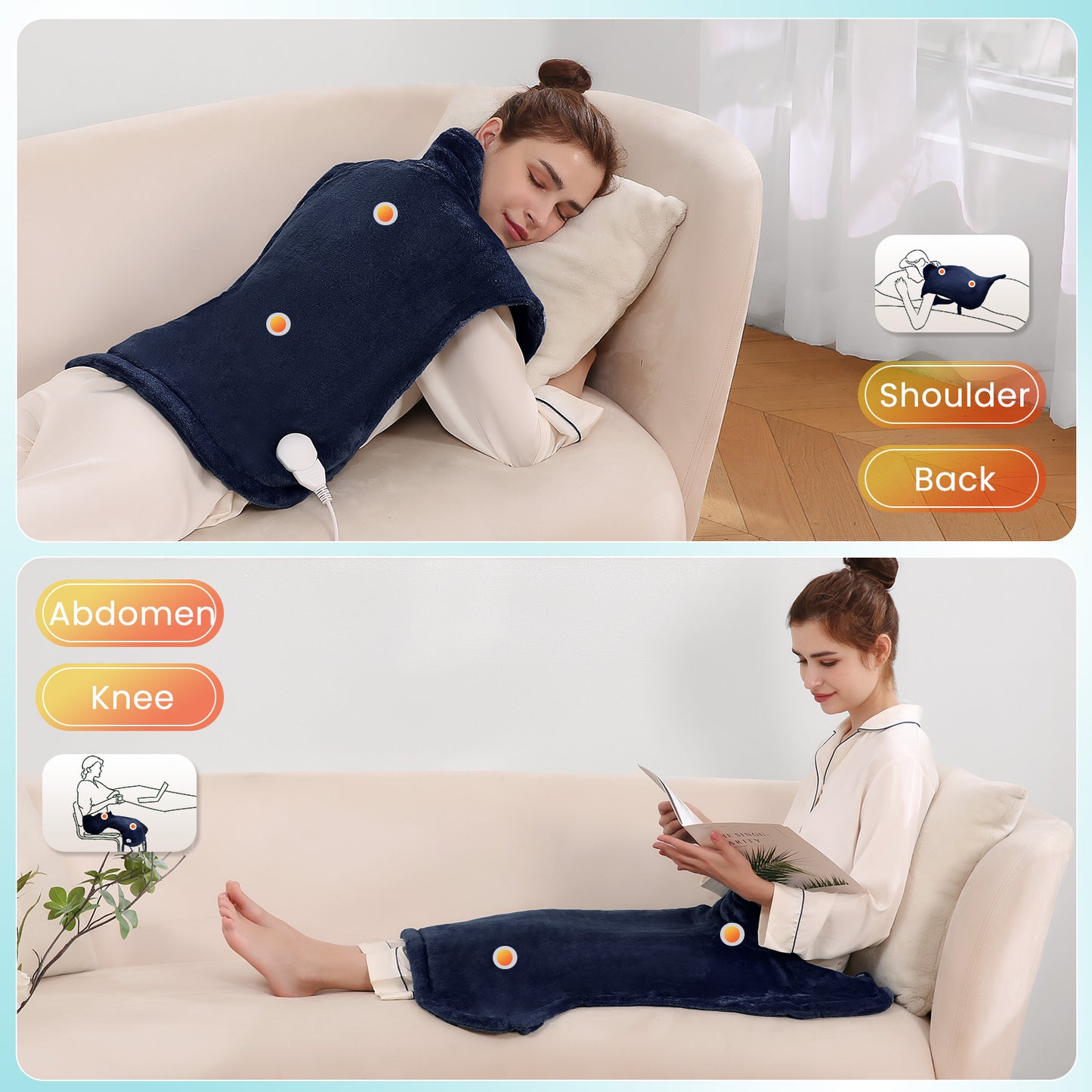 Maxkare Large Heating Pad with 4 Heat Settings & Auto Shut-off, for Full Body Stress Relief, 24"x33"- Navy Blue