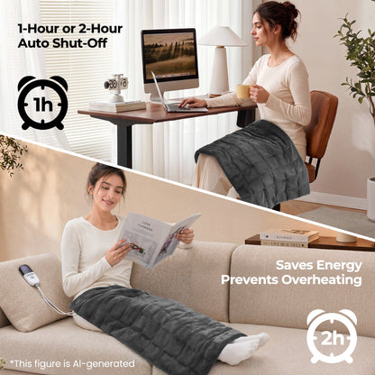 Extra Large Weighted Heating Pad 33" X 18", 6 Heating Levels & 3 Time Settings for Back Neck Shoulder Stress & Cramps Relief, Gray