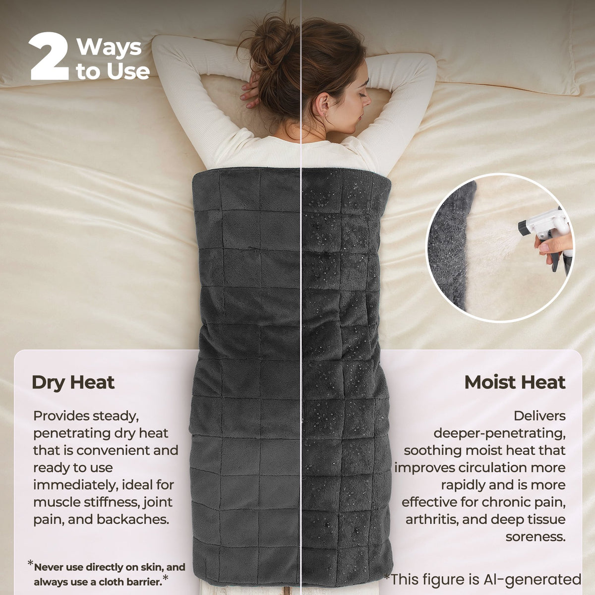 Extra Large Weighted Heating Pad 33" X 18", 6 Heating Levels & 3 Time Settings for Back Neck Shoulder Stress & Cramps Relief, Gray