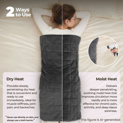 Extra Large Weighted Heating Pad 33" X 18", 6 Heating Levels & 3 Time Settings for Back Neck Shoulder Stress & Cramps Relief, Gray