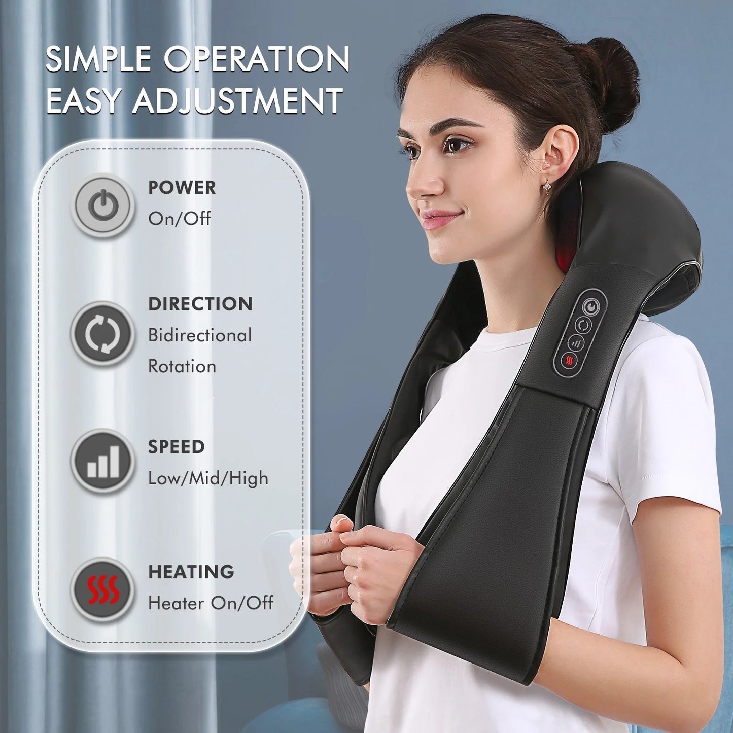 MAXKARE Neck and Shoulder Massager, 3D Deep Tissue Kneading Shiatsu Massager with Heat, Black