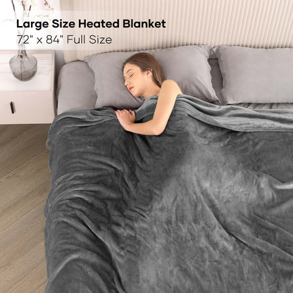 MaxKare Heated Blanket Full Size, Electric Blanket with 6 Heating Levels & 10H Auto-off, ETL Certification, Gray