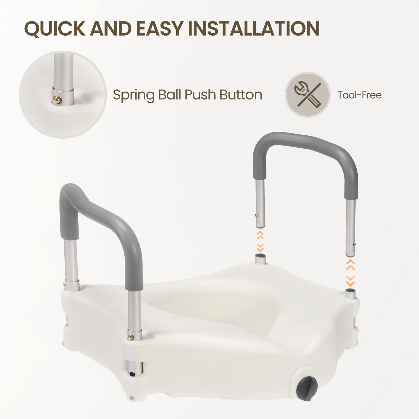 MaxKare Raised Toilet Seat with 2-Level Adjustable Height Handles