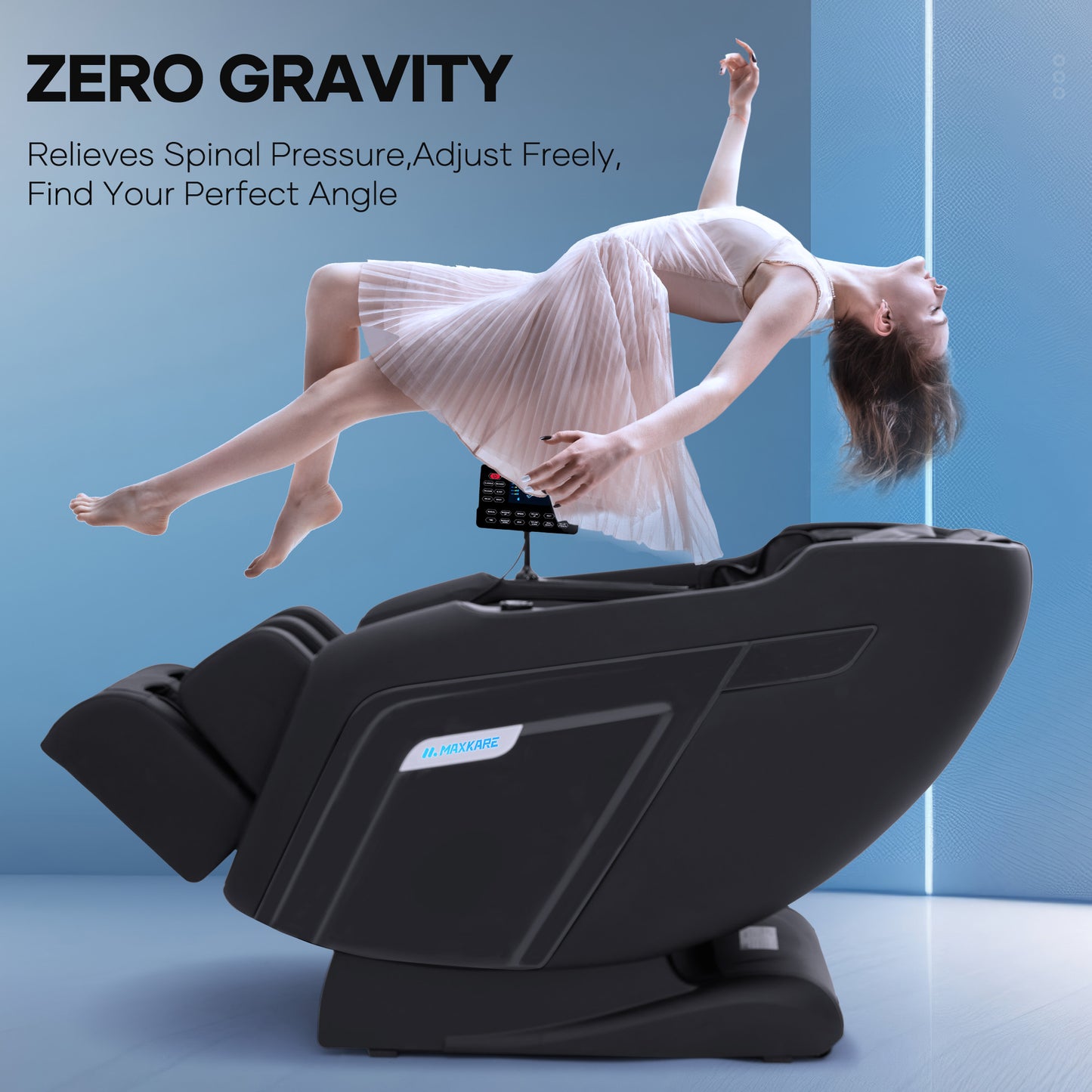 MaxKare Massage Chair Full Body, Zero Gravity, SL-Track Shiatsu Massage with Heat, Voice Control, Bluetooth, Foot Roller, Black