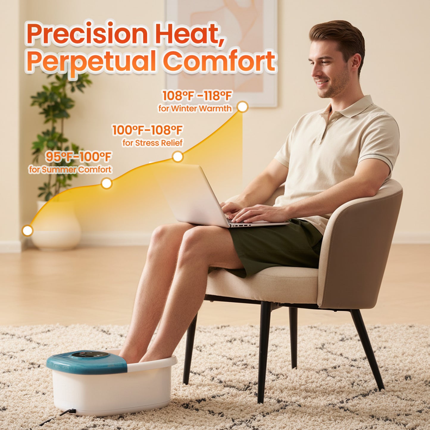 MaxKare Foot Spa Bath Massager with Heat, Bubbles, and Vibration, Digital Temperature Control, 16 Detachable Massage Rollers, Soothe and Comfort Feet
