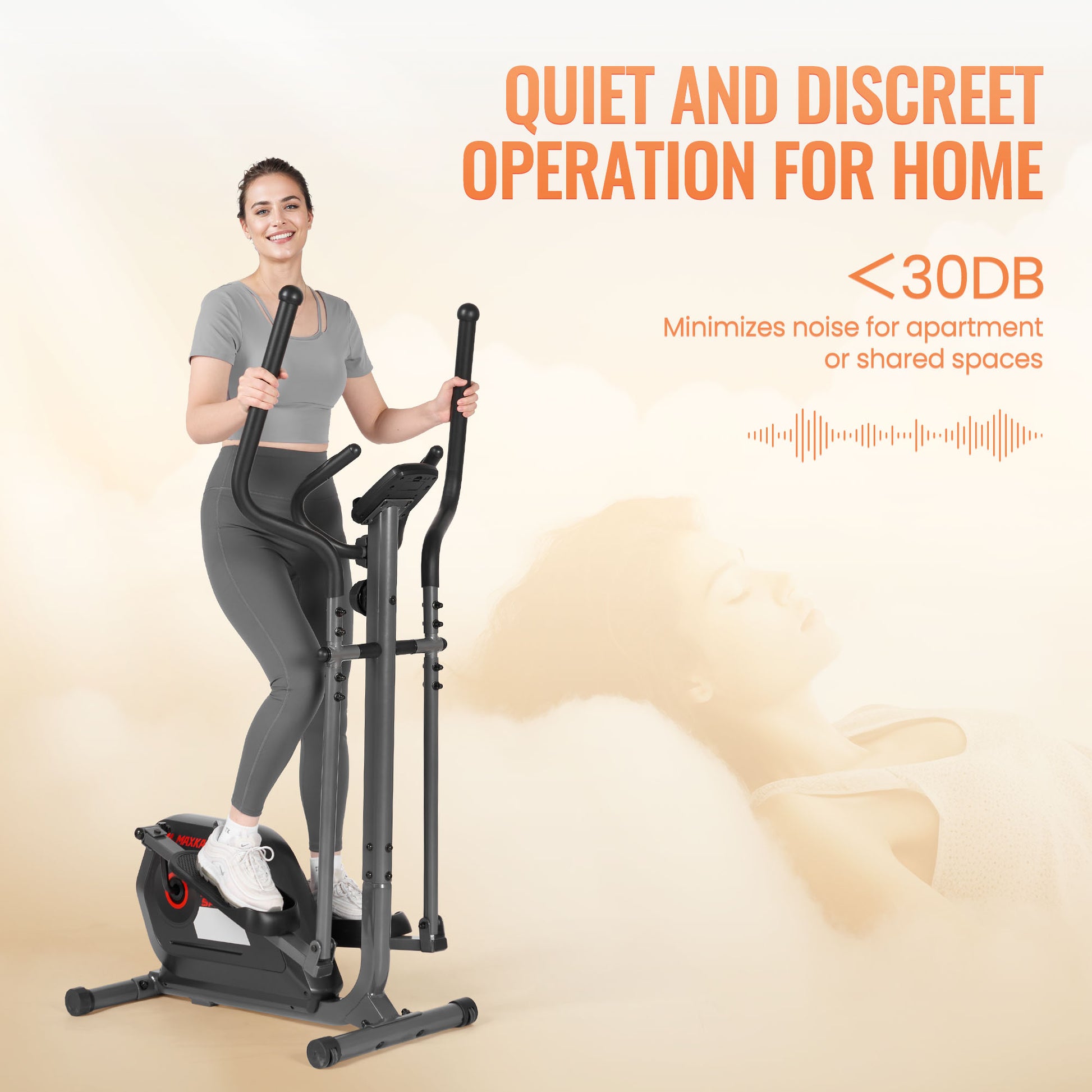 MaxKare Silent Magnetic Elliptical Machine with 14 Resistance Levels for Home, Indoor Stationary Exercise Machine for Office, Pedals, 286lbs