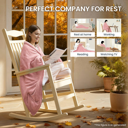 MaxKare 50" x 60" Electric Throw Blanket with 6 Heating Levels & 1-5H Auto-off, Machine Washable Flannel & Sherpa, Pink & White