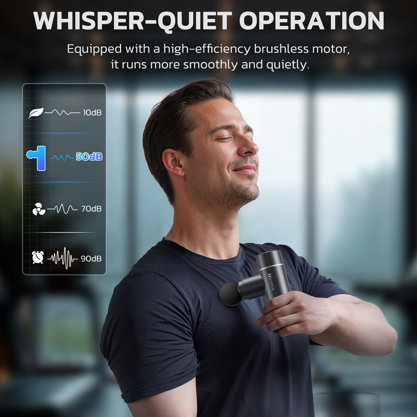 MAXKARE Mini Massage Gun – Portable Handheld Deep Tissue Massager, Quiet & Lightweight Palm-Sized Design – Gray