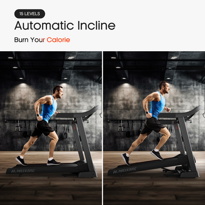 MaxKare 20" Folding Treadmill 300lbs with 15 Level Auto Incline, 3.5HP, 12MPH, Portable Treadmills for Home with Bluetooth/Zwift App Compatible