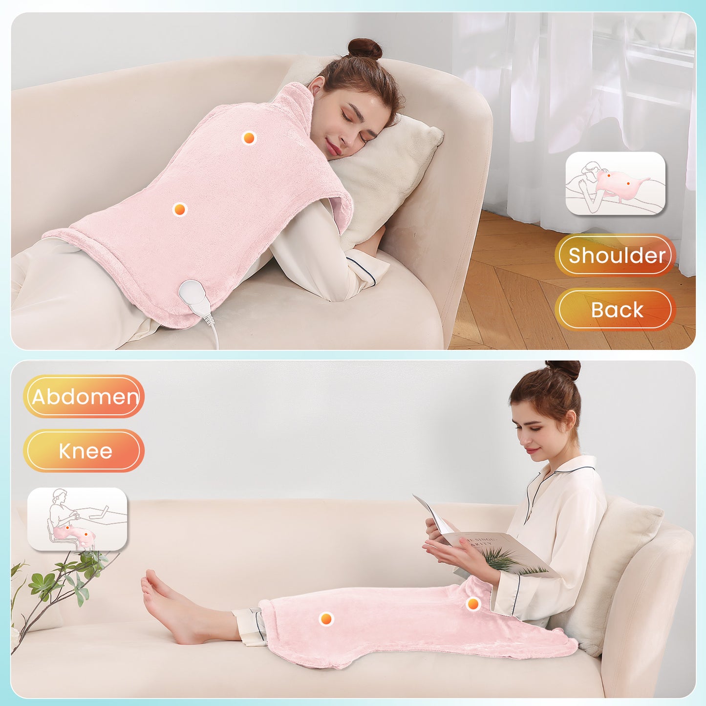 MaxKare Large Heating Pad with 4 Heat Settings & Auto Shut-off, for Full Body Stress Relief, 24"x33"- Pink