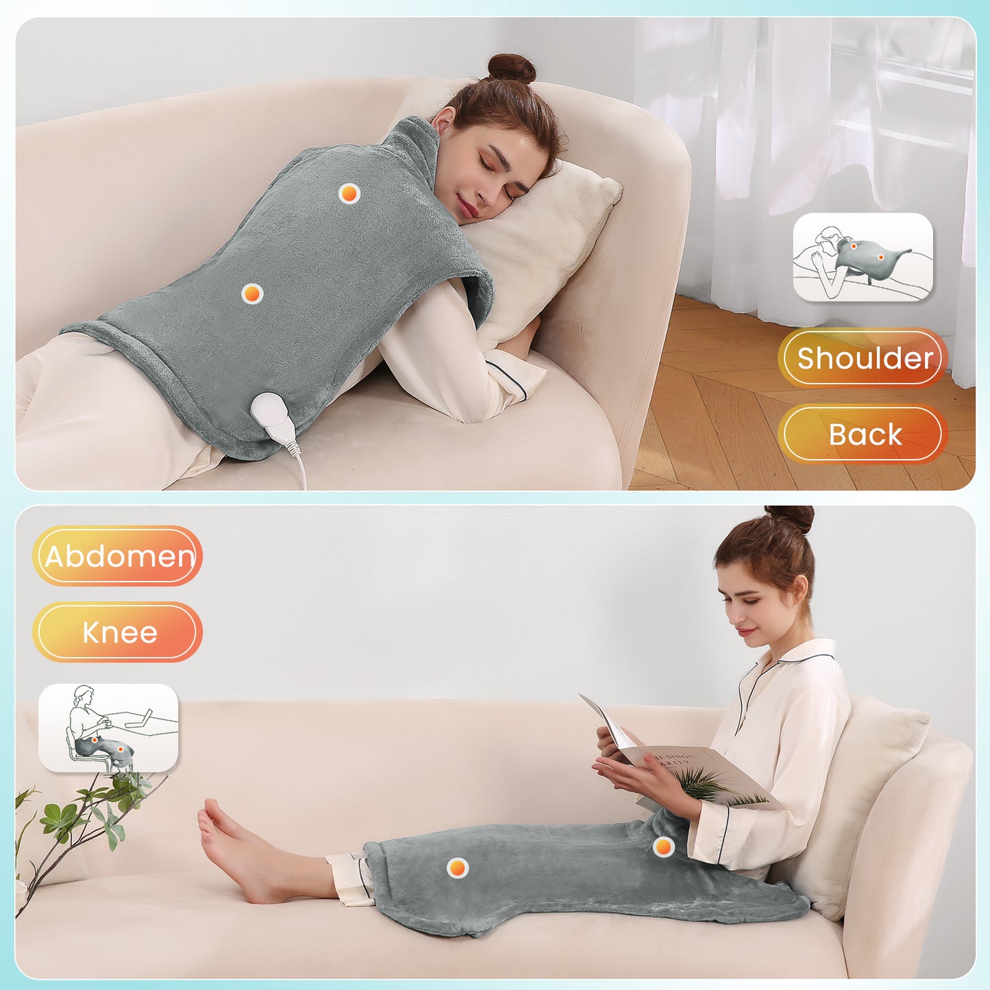 Maxkare Large Heating Pad with 4 Heat Settings & Auto Shut-off for Full Body Stress Relief, 24"x33"- Gray
