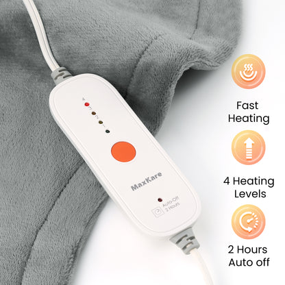 MaxKare Ultra Soft Heating Pad with 4 Heat Settings & Auto Shut-off, for Full Body Stress Relief, 24"x33", Gift - Gray