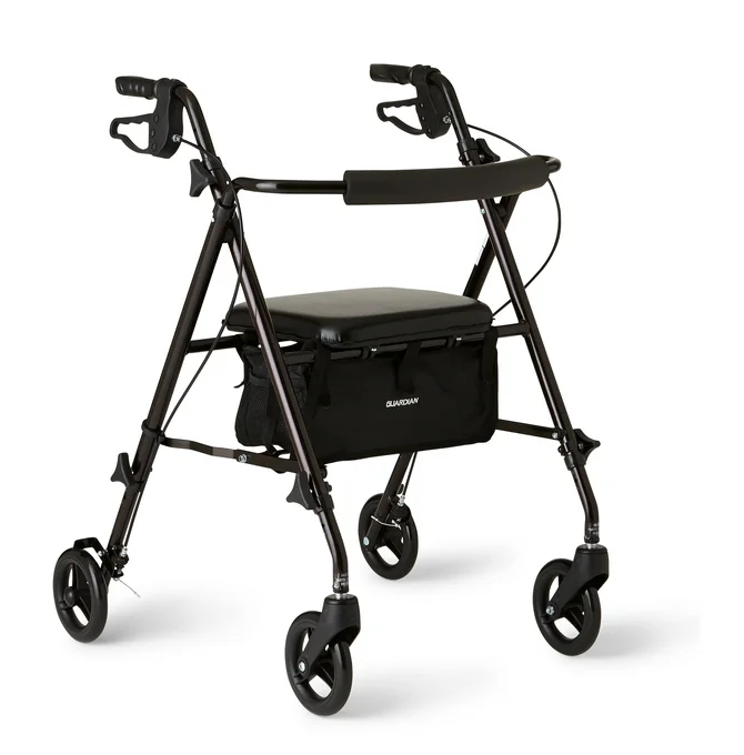 Load image into Gallery viewer, Folding Aluminum Rollator Walker, 250 lb. Weight Capacity, 6&quot; Wheels, Adjustable Arms and Seat, Gray
