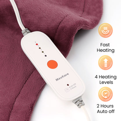 MaxKare Ultra Soft Heating Pad with 4 Heat Settings & Auto Shut-off, for Full Body Stress Relief, 24"x33", Gift - Red