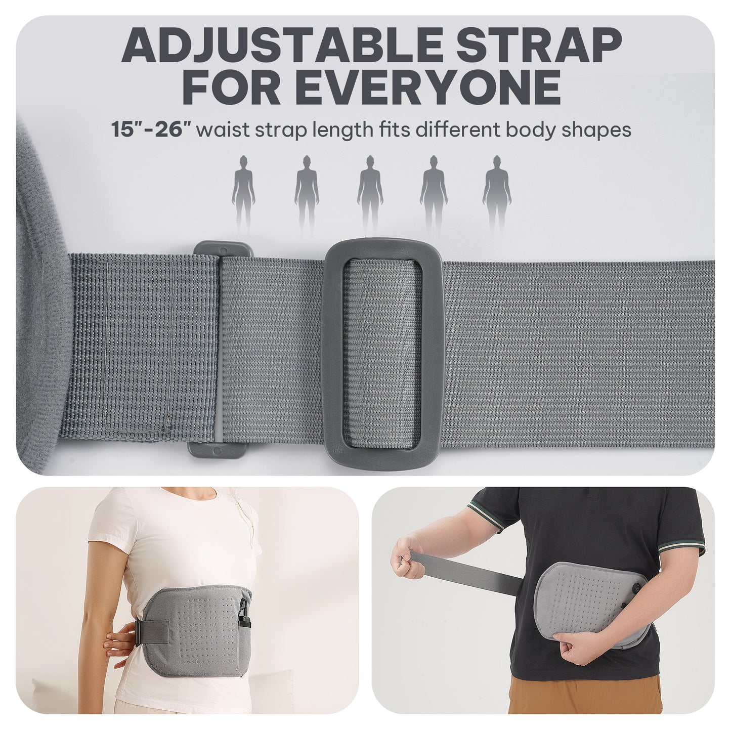 MaxKare Portable Heating Pad with Power Bank & Gel Pack, Adjustable Strap, for Hot and Cold Use 8"×15"-Gray