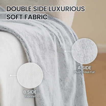 MaxKare Heated Blanket, Electric Throw Blanket with 6 Heating Levels & 4 Hours Timer, Soft Faux Fur & Flannel, 50" x 60" Gray & White