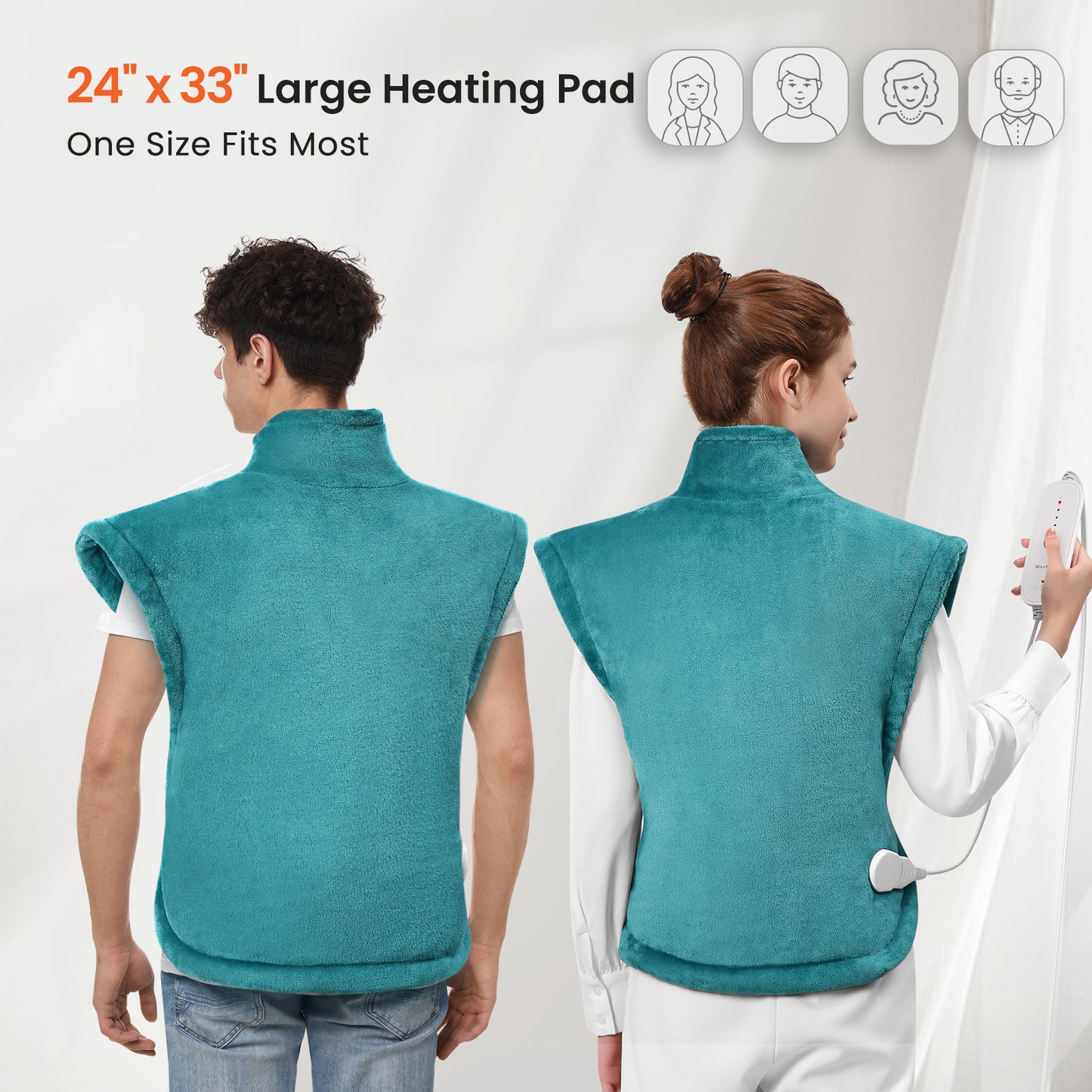 Maxkare Large Heating Pad for Back Pain Relief 24x33, Green