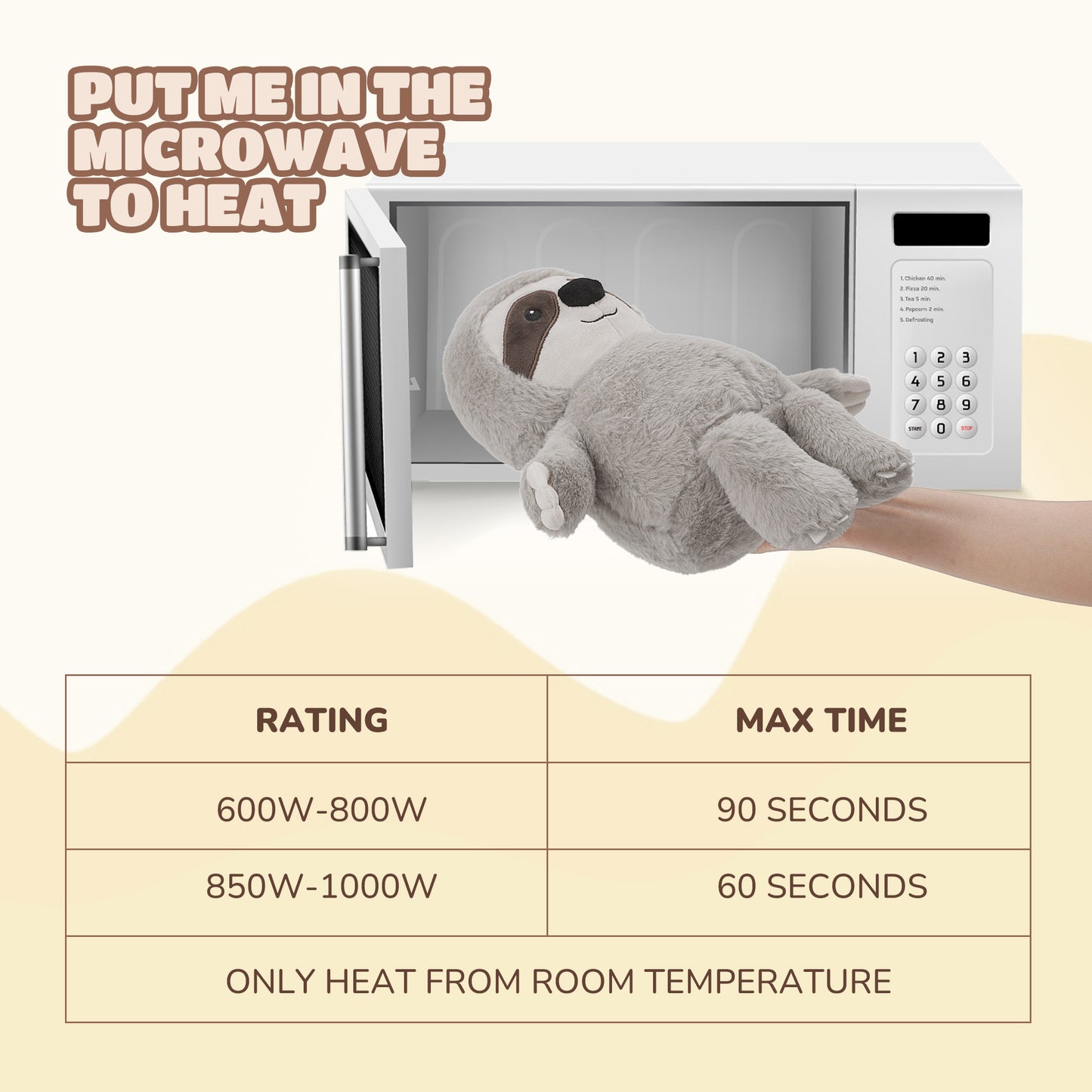 MaxKare Microwavable Heating Pad Heatable Stuffed Animal for Anxiety and Ache Relief, Bedtime, Cuddle & Companion, Adorable Gift for Kids & Adults, 9.4"x13", Sloth
