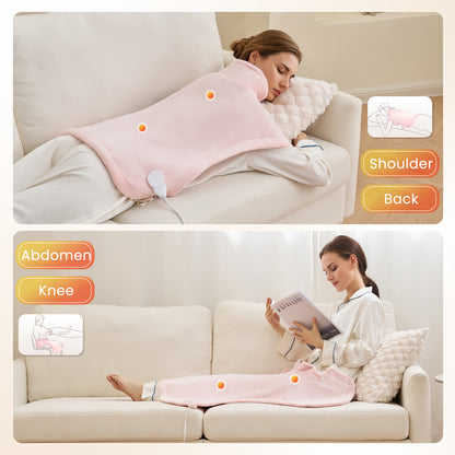 MaxKare Ultra Soft Heating Pad with 4 Heat Settings & Auto Shut-off for Full Body Stress Relief, 24"x33" - Pink