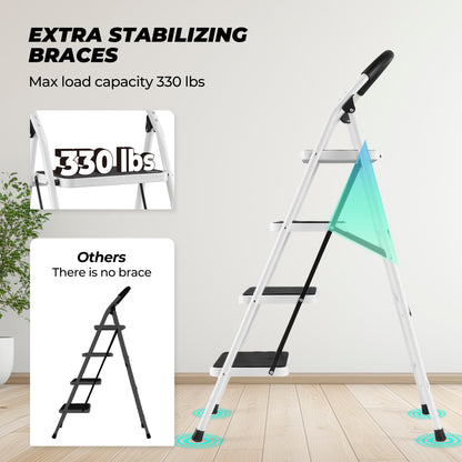 MaxKare 4 Step Stool, Folding Ladder, Lightweight