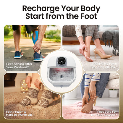 MaxKare Collapsible Foot Spa with Massager and Heat, Foot Spa Massager with Bubble Heat, Gray