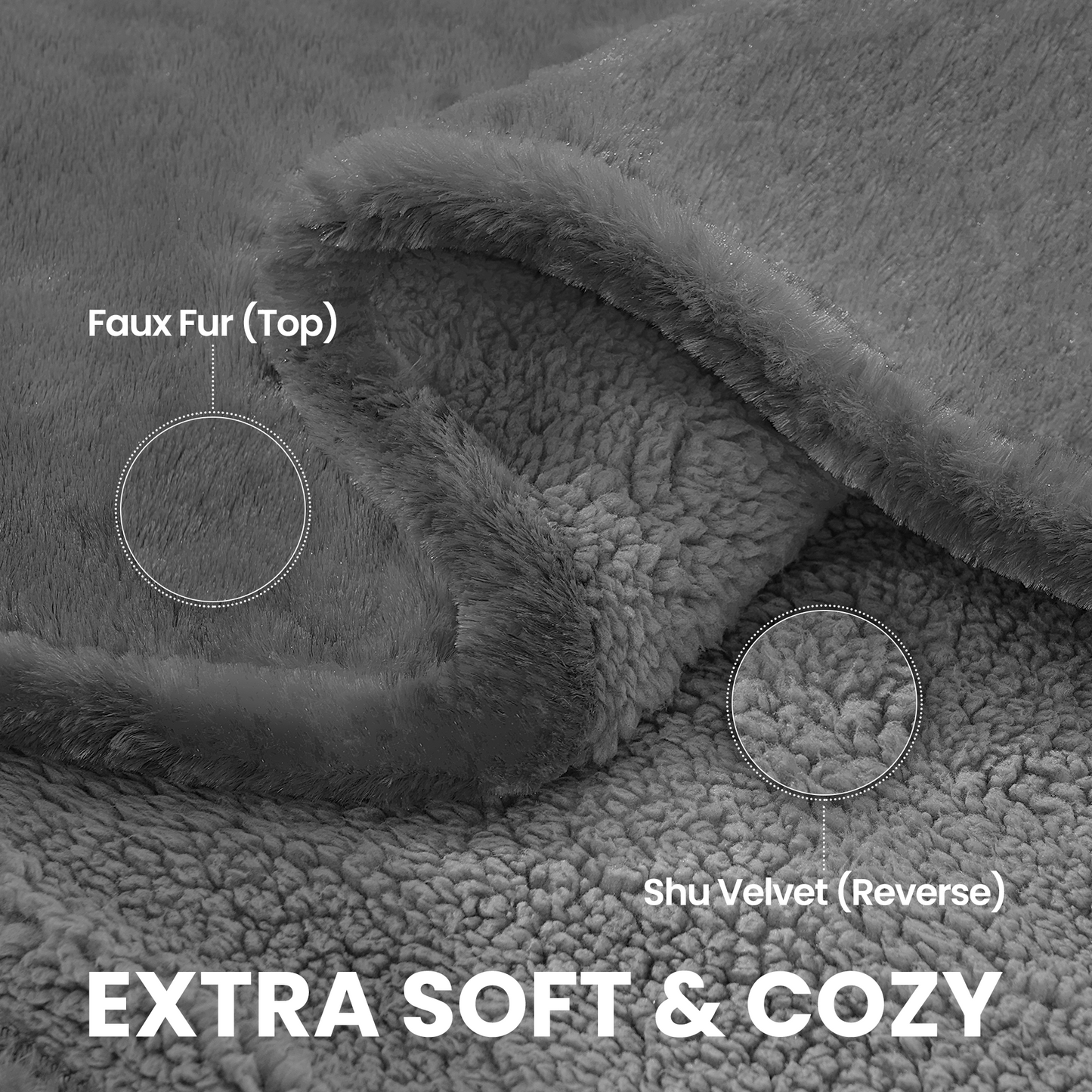 MaxKare Electric Throw Blanket 60" x 70" with 6 Heating Levels & 4 Hours Timer, Large LED Display, Soft Faux Fur & Shu Velvet - Gray