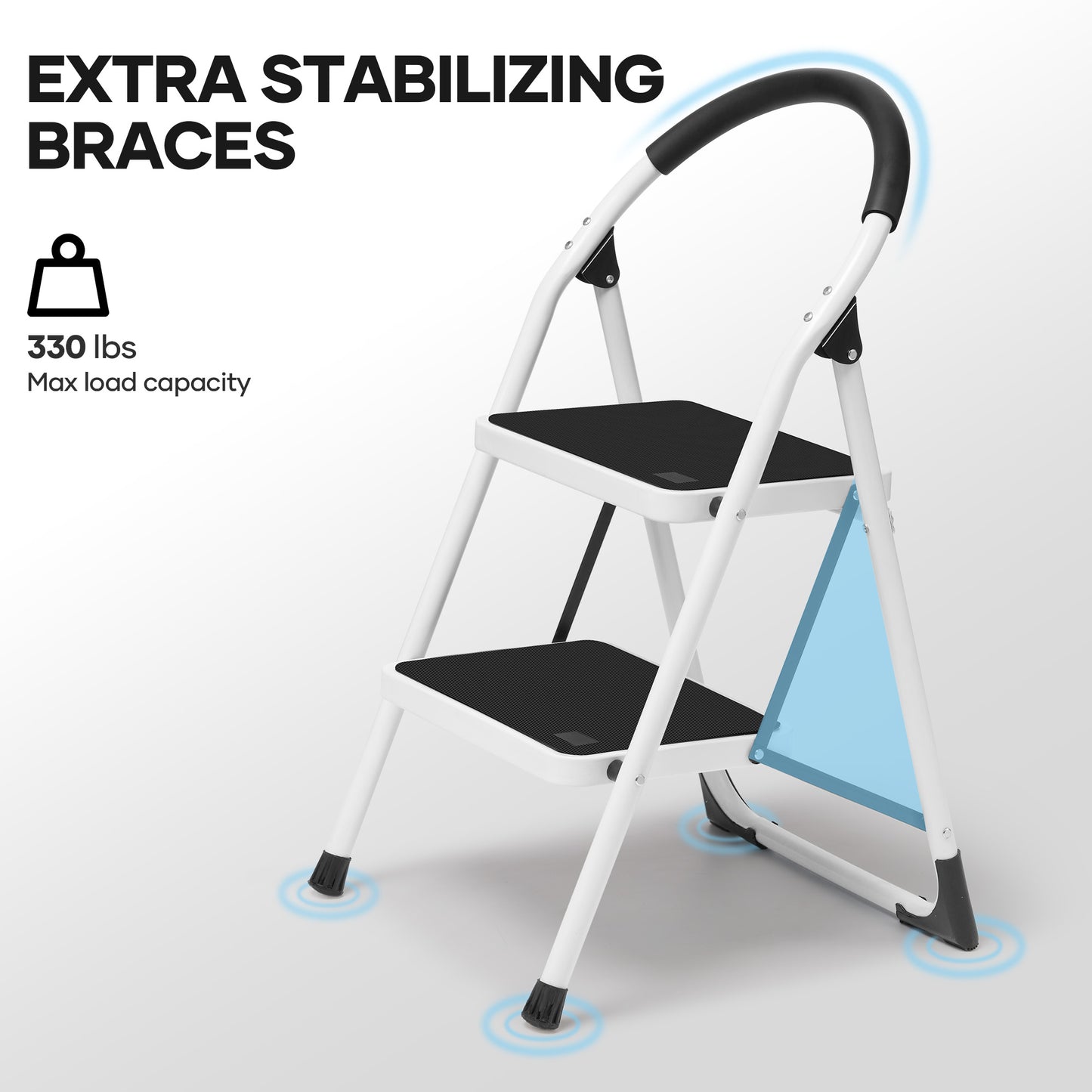 MaxKare 2 Step Stool, Folding Ladder, Lightweight