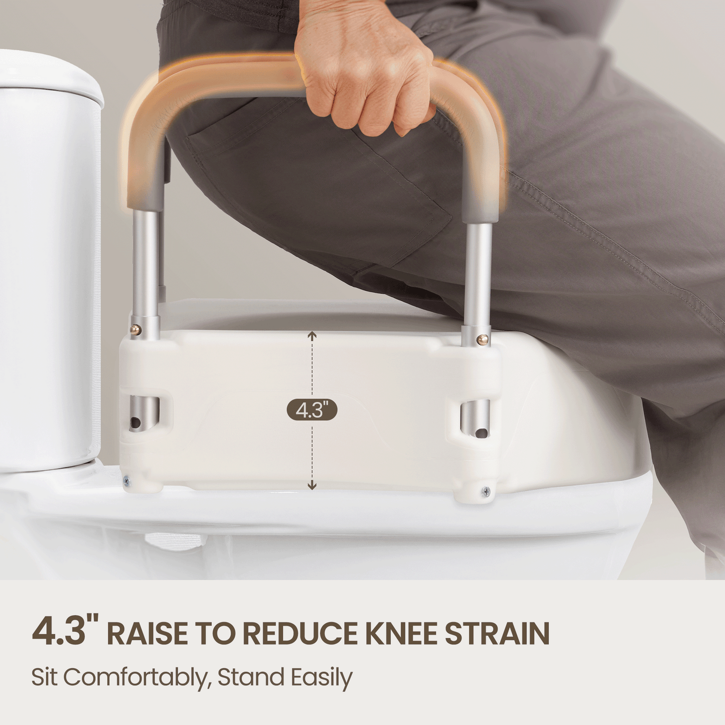 MaxKare Raised Toilet Seat with 2-Level Adjustable Height Handles