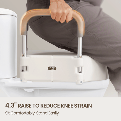 MaxKare Raised Toilet Seat with 2-Level Adjustable Height Handles