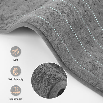 Large 12" x 24" Size Heating Pad with 3 Heat Settings and 2 Hour Auto shut off, Gray