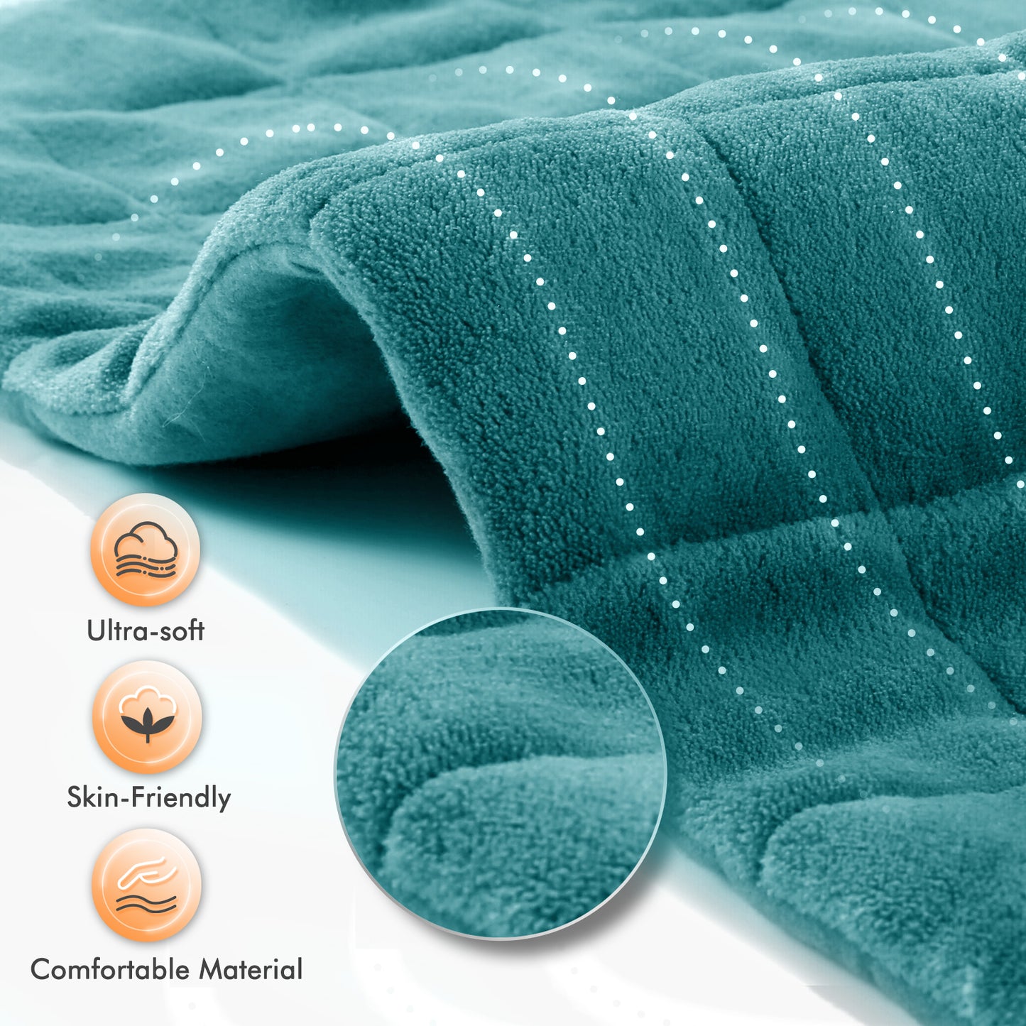 MaxKare Full Weighted Heating Pad for Back Pain & Cramps Relief, 18" X 33" Fast Heating Pad for Neck Shoulder Relief-Light Blue