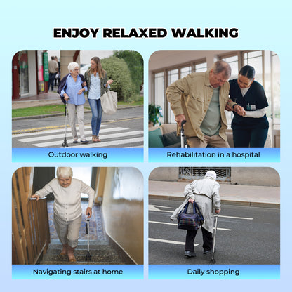 MaxKare Folding Walking Canes with Comfort Grip, 37"-41" Adjustable - Silver