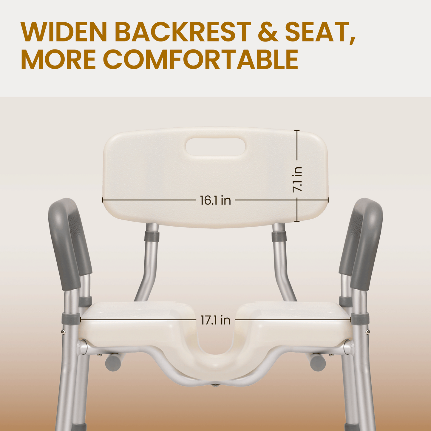 MaxKare Shower Chair with Back and Arms, U-Shape Groove Cutout for Private Cleaning