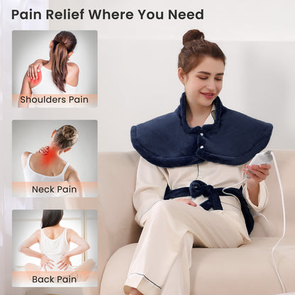 Maxkare Large Heating Pad with 4 Heat Settings & Auto Shut-off, for Full Body Stress Relief, 24"x33"- Navy Blue