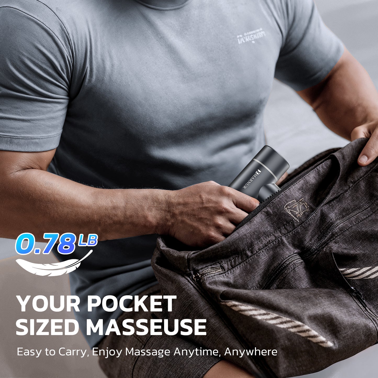 MAXKARE Mini Massage Gun – Portable Handheld Deep Tissue Massager, Quiet & Lightweight Palm-Sized Design – Gray