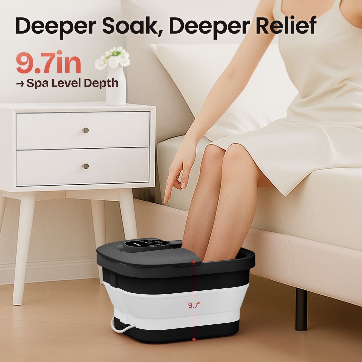 MaxKare Collapsible Foot Spa with Massager and Heat, Foot Spa Massager with Bubble Heat,Black